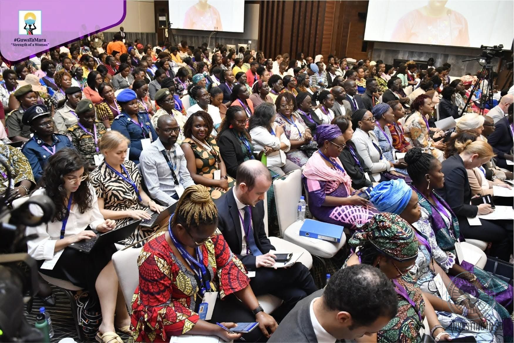 Women and girls gathered at a HOFAD-supported regional forum on gender-based violence, #GuwaTaMara — Strength of a Woman